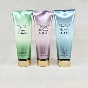Victoria's Secret Pear Glacé Velvet Petals Aqua Kiss 8oz Fragrance Lotion Set